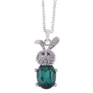 Anna-Kaci Women's Crystal Pendant Necklace, Cute and Sparkling Design with Adjustable Chain for Special Occasions - Rabbit - 1 of 4