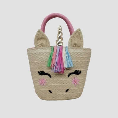 Toddler Girls' Unicorn Straw Tote Bags - Cat & Jack™ Off-White