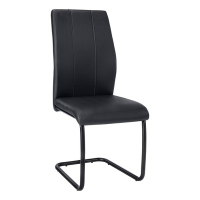 Monarch Specialties Dining Chair Set Of 2 Side Upholstered Kitchen Dining Room Pu Leather Look Metal Black Contemporary Modern