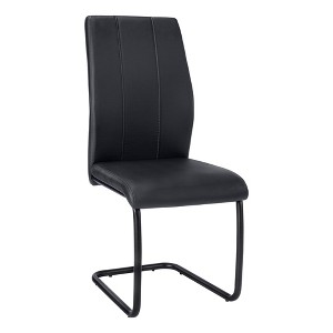 Monarch Specialties Dining Chair Set Of 2 Side Upholstered Kitchen Dining Room Pu Leather Look Metal Black Contemporary Modern - 1 of 4