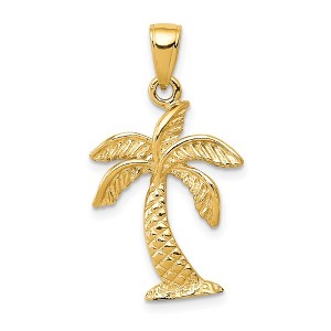 Black Bow Jewelry 14k Yellow Gold Textured Palm Tree Pendant, 15 x 28mm - 1 of 4