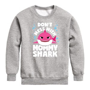 Boys' - Baby Shark - Don't Mess With Mama Shark Graphic Long Sleeve Fleece Sweatshirt - 1 of 4