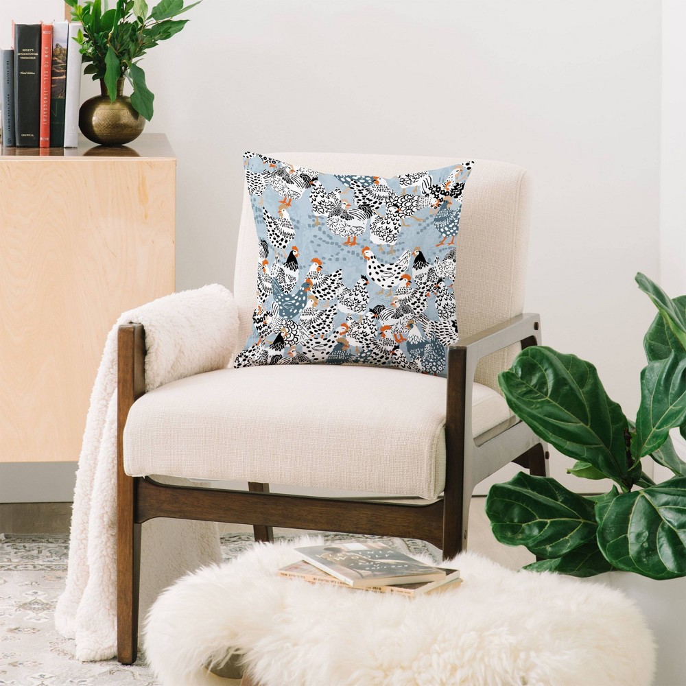 Photos - Pillow Deny Designs DESIGN d' annick Favorite chickens 18"x18" Indoor Throw : Abstract Pattern, Zipper Closure, Machine Washa