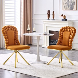Modern Velvet Upholstered Dining Chairs Set of 2, Armless Chairs with Metal Legs and Tufted Backrest for Kitchen or Dining Room-Koiai - 1 of 4