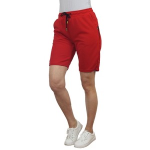 Blue Ice Women's Loose Fit Tech Fleece Jogger Sweat Lounge Shorts With Long Zipper Side Pocket - 1 of 4