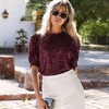 Amaryllis Women's Short-Sleeve Crew Neck Sequin Top Puff Sleeves Sparkling Detail - 2 of 4