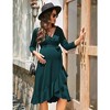 WhizMax Women's Maternity Summer Bodycon Short Sleeve Dress and Ruffle V-Neck 3/4 Sleeve Midi Dress for Photography - 4 of 4