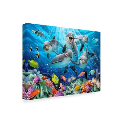 Trademark Fine Art -Howard Robinson 'Five Happy Dolphins' Canvas Art