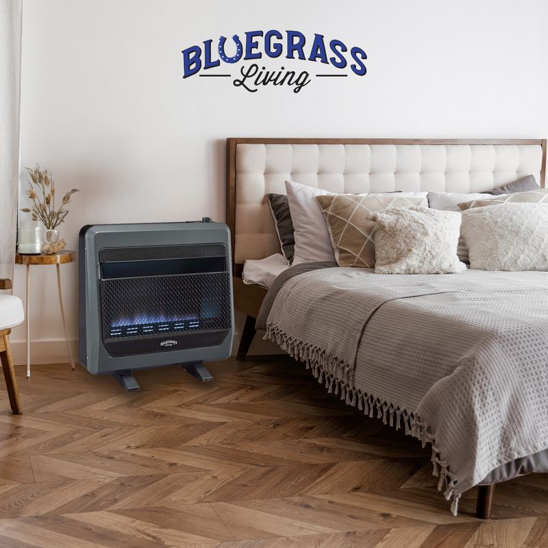 Bluegrass Living 30,000 BTU Natural Gas Ventless Space Heater with Thermostat Built In Blower and Heats Up 1,400 Square Feet, Blue Flame, Steel, 5 of 7