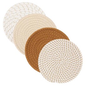 Itopfox 4-Piece Heat Resistant Trivets for Hot Dishes, Pots and Pans, Kitchen Hot Pads, Farmhouse Decor, Home Essentials, Fall Decorations (Brown) - 1 of 4