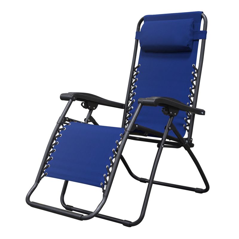 Caravan Sports Zero Gravity Outdoor Portable Folding Camping Lawn Deck Patio Pool Recliner Lounge Chair for Adults, Adjustable Headrest, Blue, 1 of 7