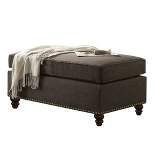 Simple Relax Charcoal Linen Ottoman with Nailhead Trim