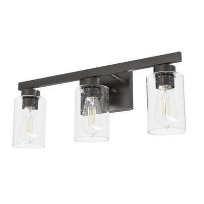 3-Light Hartland Seeded Glass Bathroom Vanity Wall Light Fixture - Hunter Fan