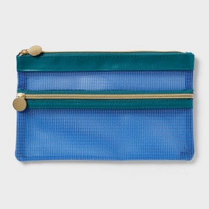 Double Pocket Zip Pouch Blue - Spritz™ - 1 of 2