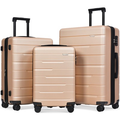 3 PCS Expandable ABS Hard Shell Luggage Set with Spinner Wheels and TSA  Lock, Gray - ModernLuxe