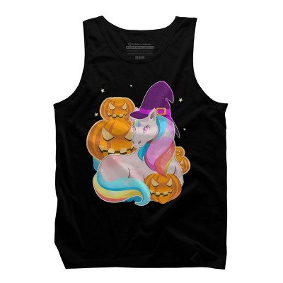 Men's Design By Humans Cute Unicorn With Jack O Lantern Halloween T Shirt By thebeardstudio Tank Top