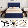 Linen Upholstered Bed Frame with 4 Storage Drawers | Metal Frame & Button Tufted Headboard | Wood Slat Support | No Box Spring Needed - 3 of 4