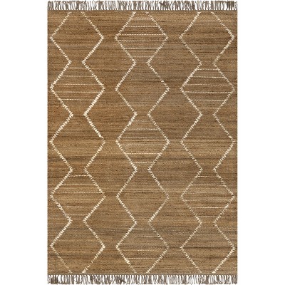 Nuloom Imaan Raised Geometric Jute Tasseled Indoor Area Rug