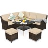 Tangkula 6PCS Patio Rattan Furniture Set All-Weather Sectional Cushioned Sofa Ottoman Dining Table Lower Shelf - 3 of 4