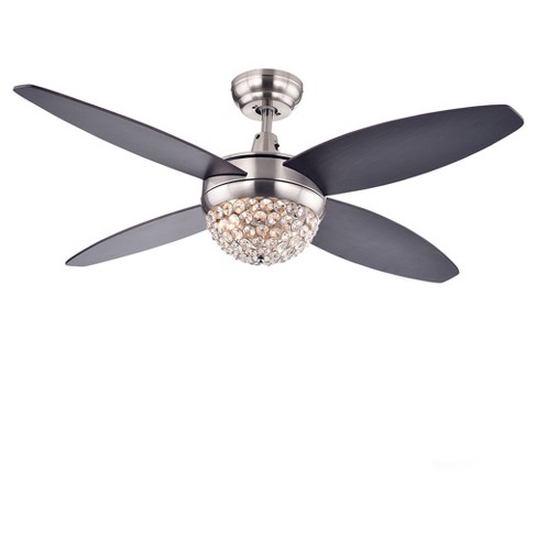 Warehouse Of Tiffany 24 X 14 X 15 Inch Brushed Nickel Lighted Ceiling Fans