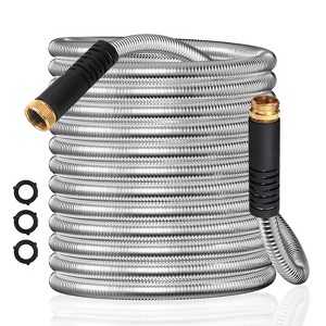 Gardenjoy Stainless Steel Garden Hose with 3/4 in. Fittings - 5/8 in. - Silver - 1 of 4
