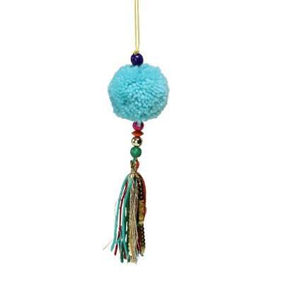 Northlight 8" Turquoise Blue Dangling Tassel Contemporary Hanging Christmas Ornament