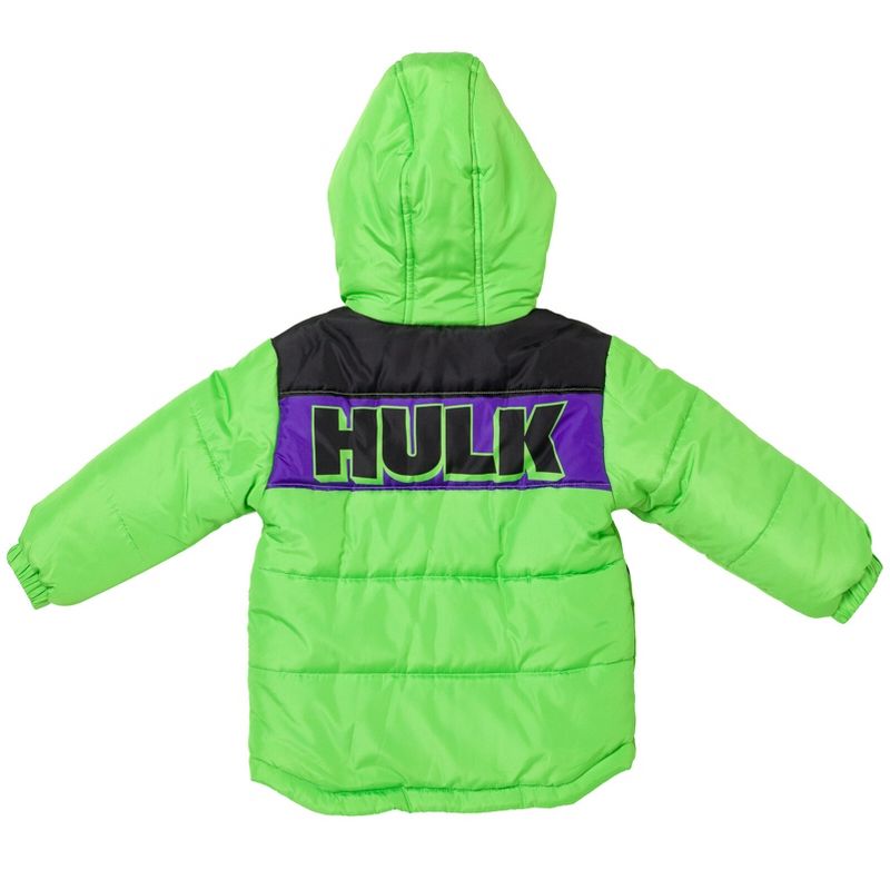 Marvel Avengers Spider-Man Hulk Black Panther Captain America Zip Up Winter Coat Puffer Jacket Toddler to Big Kid, 5 of 10