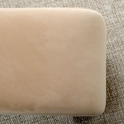 Lily 60'' Beige Velvet Waterfall Upholstered Bench with Storage