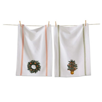 tag Citrus Tree & Wreath Dishtowel S/2