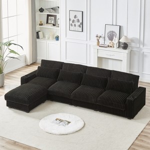 126-inch Polyester With Cup Holder Super Large L-Shaped Sofa, Movable Footrest, Four Waist Pillows And Four Back Cushion, With USB Port And Type-C - 1 of 1