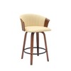 HomeRoots 26" Cream and Wood Brown Faux Leather with Solid Wood Swivel Counter Height Bar Chair - 4 of 4