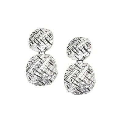 SOHI Women's Silver Dented Drop Earrings