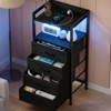 Furnulem Tall Nightstand with Charging Station and Drawers, Bedside Table with 4/5 Fabric Drawers, LED Lights and 2 Storage Shelves - 4 of 4