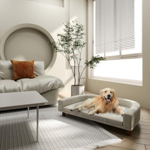 LAOTIES Dog Sofa Couch,Pet Bed with Washable Cushion,Elevated Wood Legs,Anti Slip Base,Upholstered Dog Furniture - 1 of 4