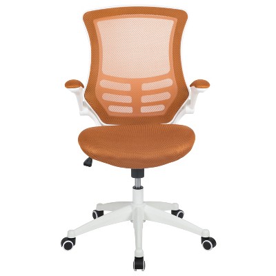 Adjustable Tan Mesh & White Leather Mid-Back Office Chair