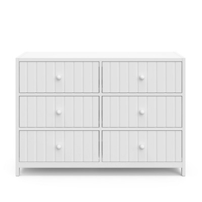 White Wood 6-Drawer Double Nursery Dresser