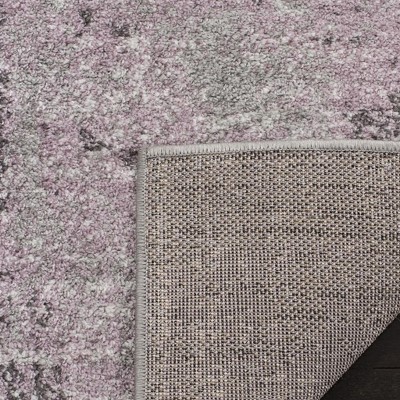 Gray and Purple Synthetic Modern Runner Rug, 2'6" x 6'