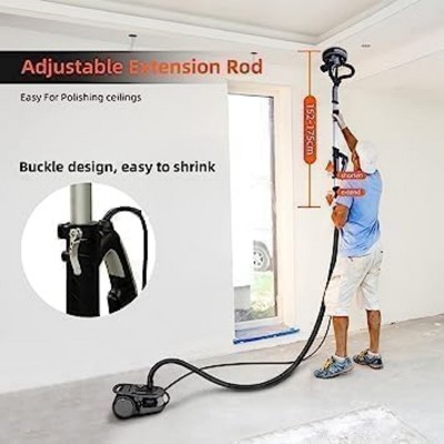 Drywall Sander, 750W Electric Drywall Sander with LED Light, 14 Pcs Sanding discs, Extendable Handle, Dust Hose, Storage Bag