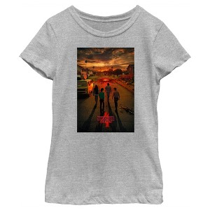 Girl's Stranger Things Four Friends Rift Apocalypse Poster T-Shirt - 1 of 4
