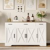Garvee 55 Inch Buffet Cabinet with Drawers Large Wood Storage Sideboard Adjustable Shelves Whitewashed Finish, White - 4 of 4