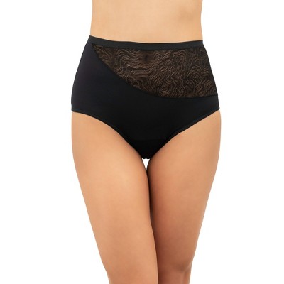 Saalt Leak Proof Period Underwear Regular Absorbency - Soft-stretch  European Lace High Waist Briefs - Volcanic Black - Xs : Target