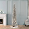 Puleo 6' Pre-Lit Artificial Alpine Silver Pencil Tree - 2 of 4