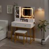 Makeup Vanity Table with Mirror 3 Adjustable Lighting Mode, Modern Dressing Table with Stool Charging Station, 4 Drawers for Bedroom, White - 2 of 4