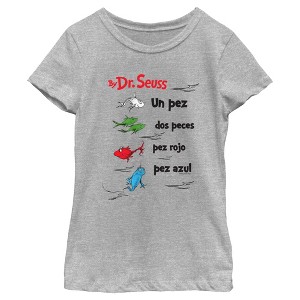 Girl's Dr. Seuss One Fish Two Fish Red Fish Blue Fish Spanish T-Shirt - 1 of 4