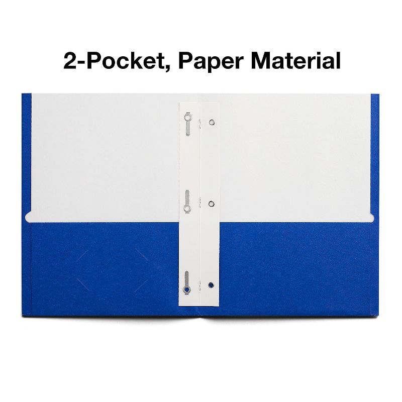 Staples School Grade 2 Pocket Folder with Fasteners Blue 25/Box 27542-CC, 3 of 5