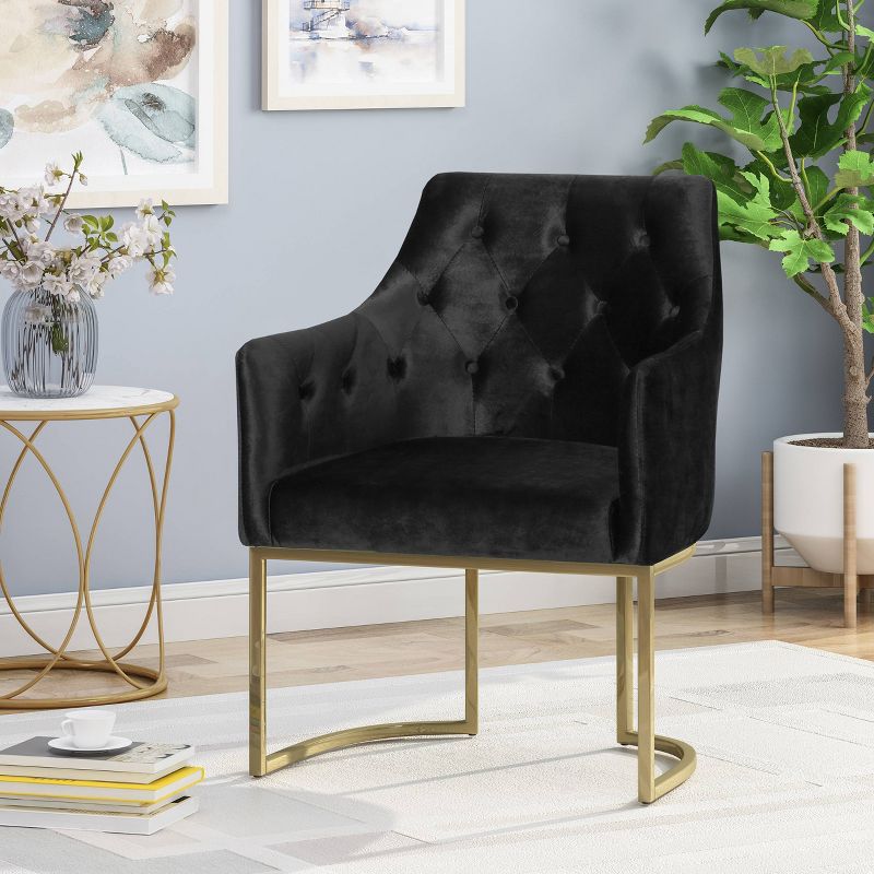 McDonough Modern Tufted Glam Accent Chair Black - Christopher Knight Home, 3 of 6