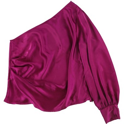 I-N-C Womens Fuschia Pop One Shoulder Blouse, Purple, X-Large