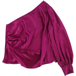 I-N-C Womens Fuschia Pop One Shoulder Blouse, Purple, X-Large - 1 of 1