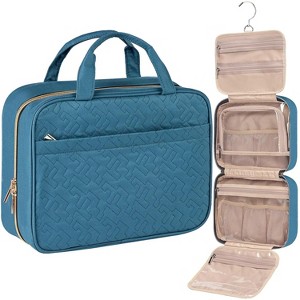 Medium Size Pink Travel Toiletry Bag for Women, Portable Hanging Cosmetic Organizer for Travel-Sized Shampoo, Conditioner - 1 of 4