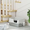 PawHut Stainless Steel Litter Box, XL Enclosed Cat Litter Box for Big Cats with High Side, Scoop, Easy Cleaning & Anti-Urine Leakage, Light Gray - 2 of 4